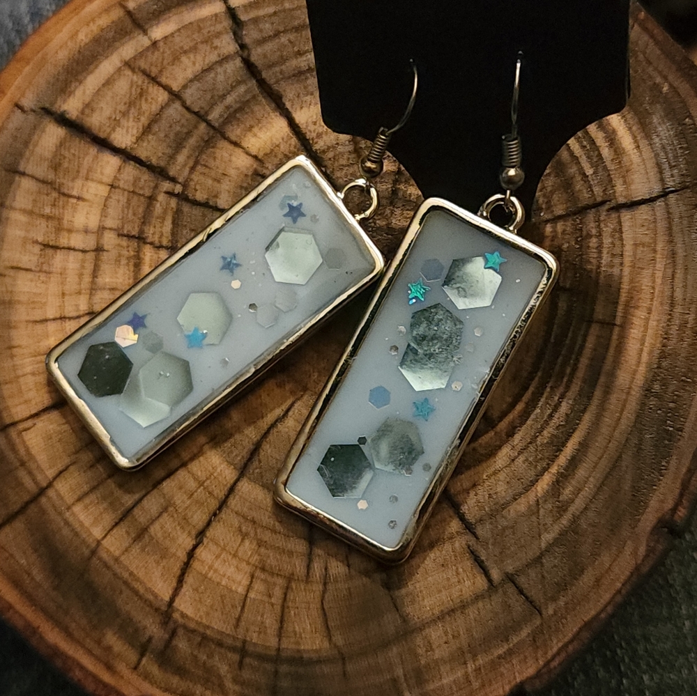 Powder blue dangle earrings
